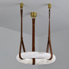 Lampada a sospensione Étoile con anello in alabastro e cinturini in pelle stile scandinavo | Fioriscas