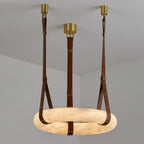 Lampada a sospensione Étoile con anello in alabastro e cinturini in pelle stile scandinavo | Fioriscas
