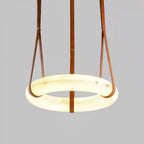 Lampada a sospensione Étoile con anello in alabastro e cinturini in pelle stile scandinavo | Fioriscas