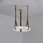 Lampada a sospensione Étoile con anello in alabastro e cinturini in pelle stile scandinavo | Fioriscas