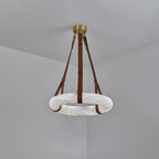 Lampada a sospensione Étoile con anello in alabastro e cinturini in pelle stile scandinavo | Fioriscas