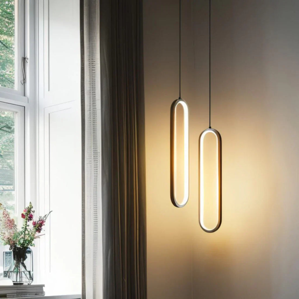 Lacquered Aluminum Oval LED Pendant Light for Modern Living