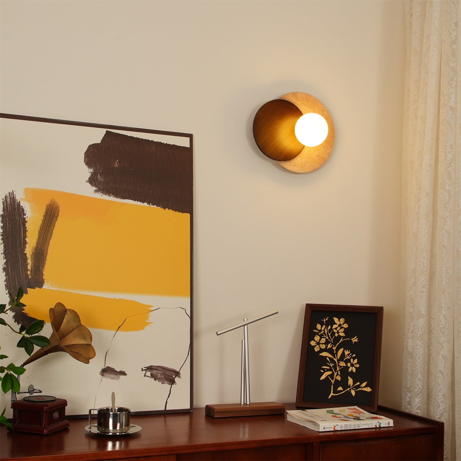 Lampada da parete Ritta in travertino sovrapposto | Fioriscas
