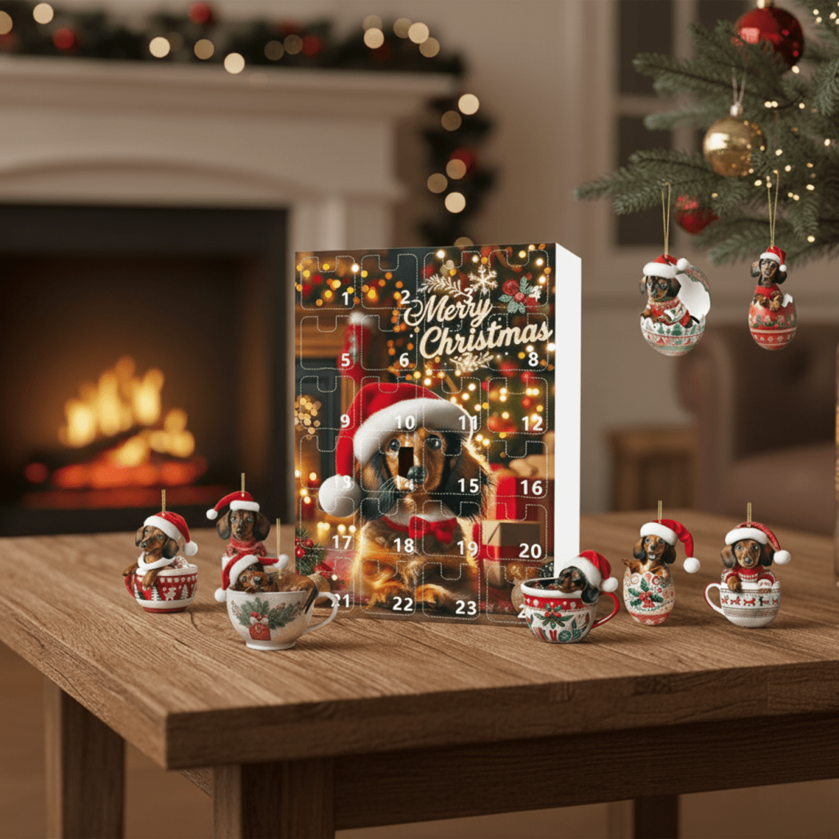 24-day Advent calendar with dachshund theme for animal lovers - Fioriscas