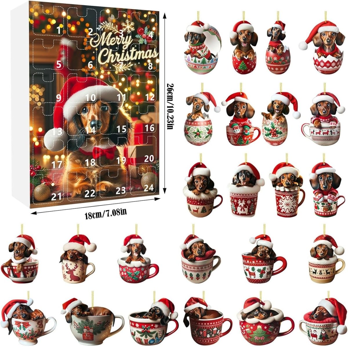 24-day Advent calendar with dachshund theme for animal lovers - Fioriscas