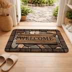 Anti-slip floor mat with flower and letter pattern - Fioriscas