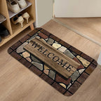 Anti-slip floor mat with flower and letter pattern - Fioriscas