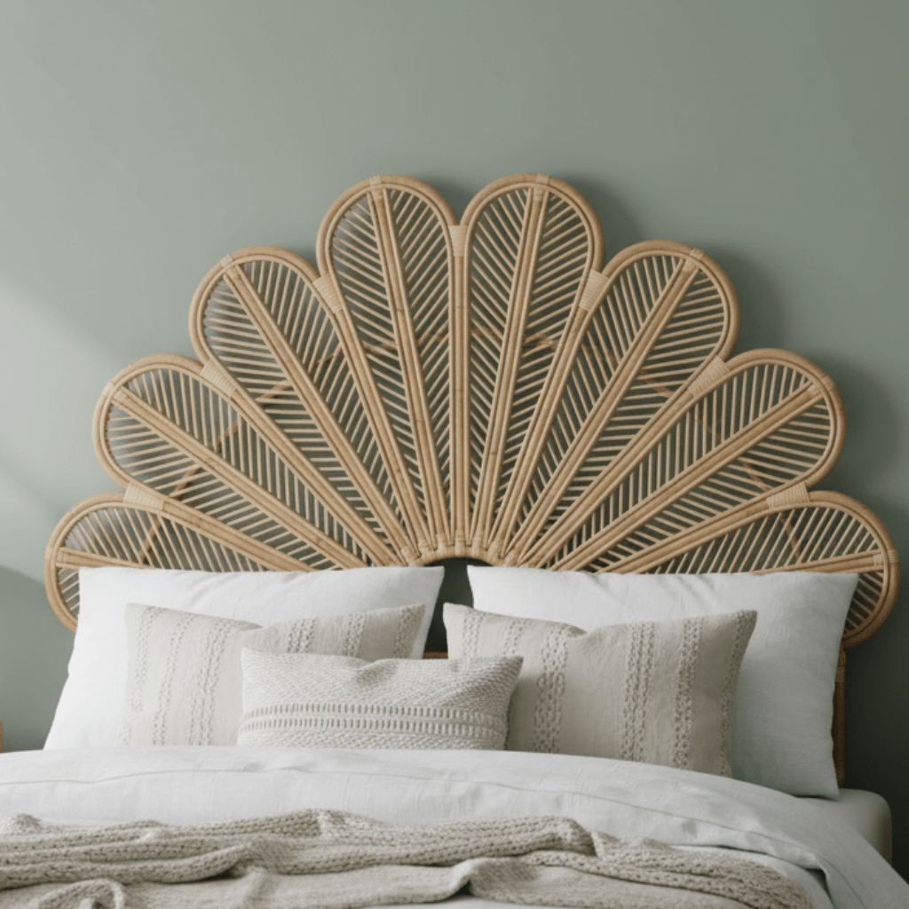Handmade Wicker Headboard with Floral Pattern - Fioriscas