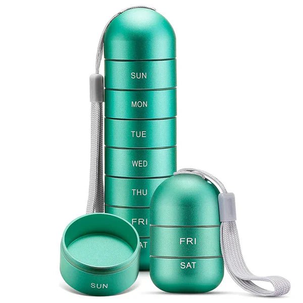 Waterproof 7-Day Aluminum Pill Organizer with Large Compartments - Fioriscas