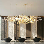 Verdant Crest Chandelier With Acrylic And Ceramic Leaves And Delicate Mini Shades