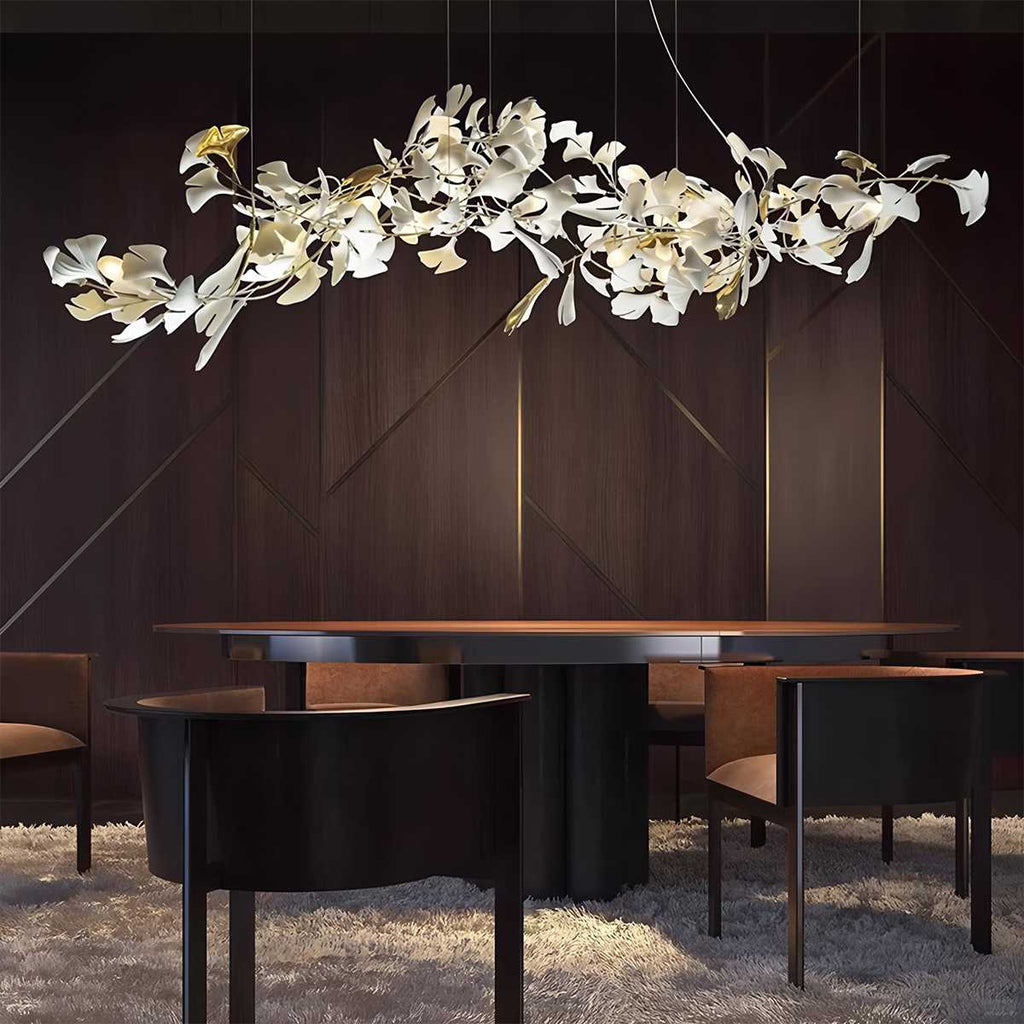 Verdant Crest Chandelier With Acrylic And Ceramic Leaves And Delicate Mini Shades