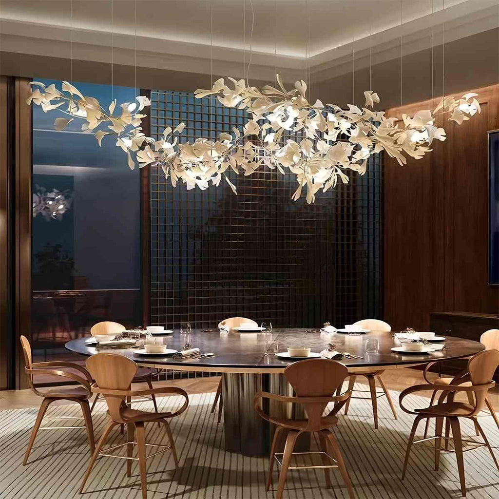 Verdant Crest Chandelier With Acrylic And Ceramic Leaves And Delicate Mini Shades