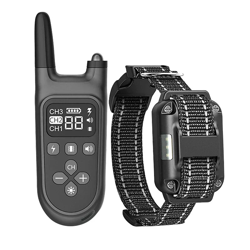 PawNova-hundetræningshalsbånd med LCD-fjernbetjening, bip-, vibrations- og stødtilstande