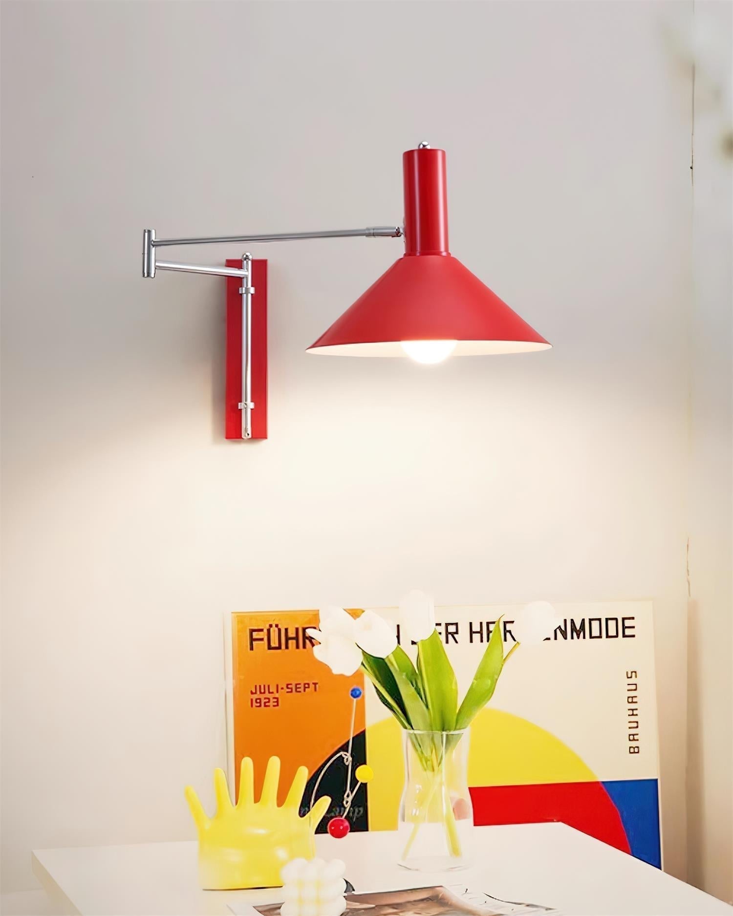Væglampe Moderne Justerbar Metalarm Rød Skærm Læselampe | Fioriscas