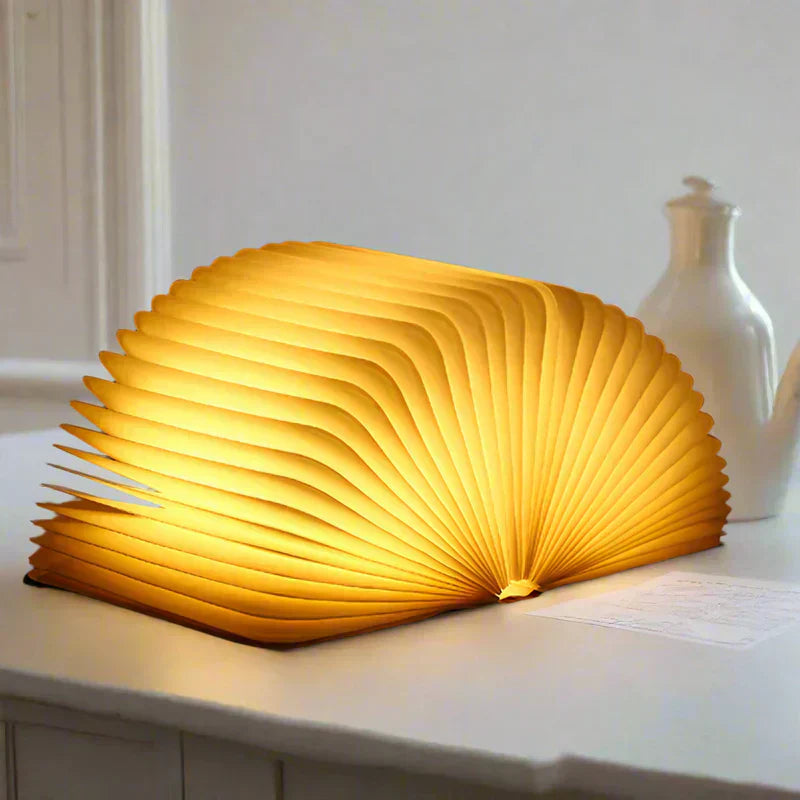 Opvouwbare boeklamp met warme houtafwerking, draadloze led-nachtlamp-segmented_1_1