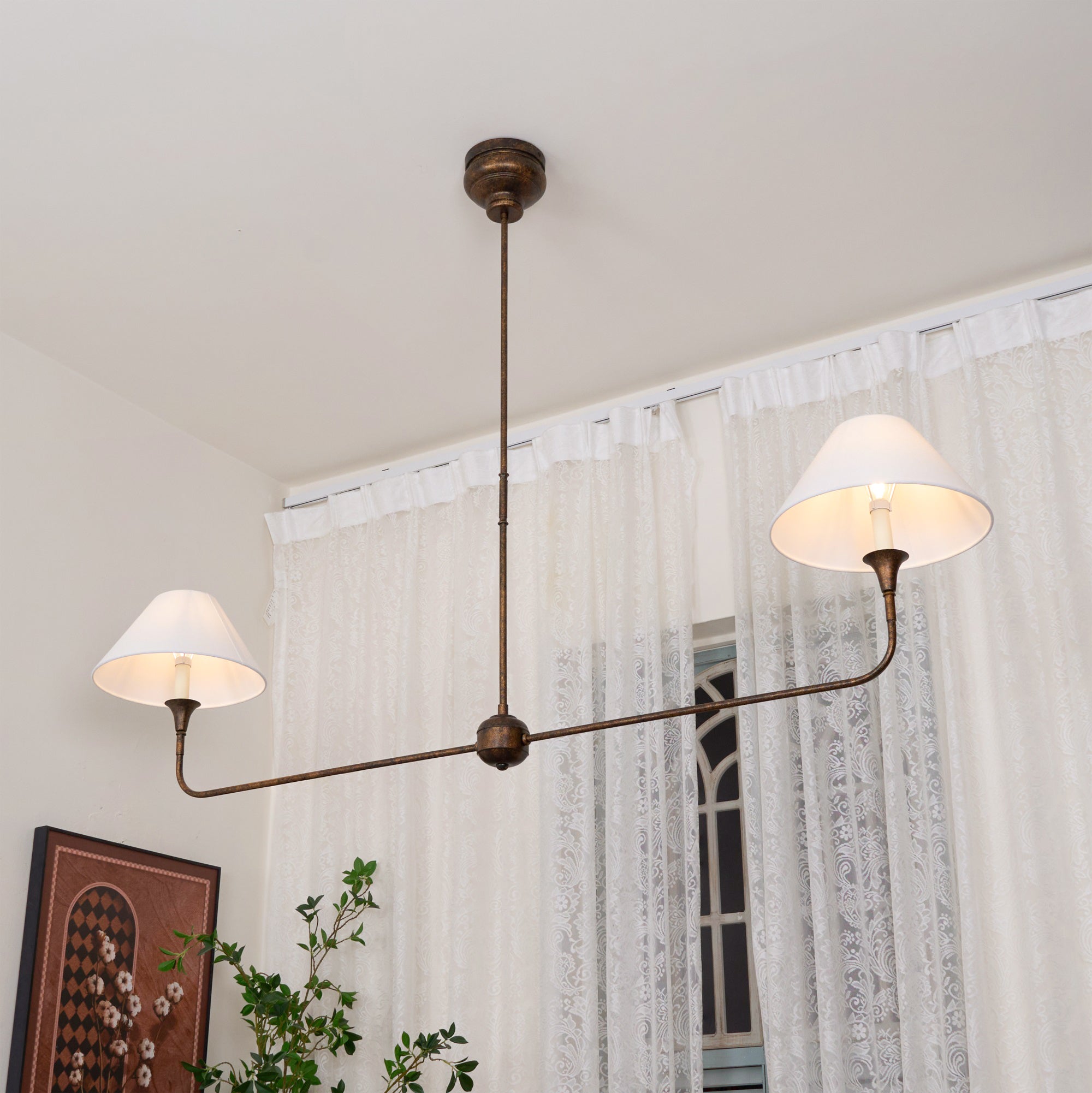Lampadario lineare moderno LED Norli in metallo per soggiorno e camera da letto | Fioriscas
