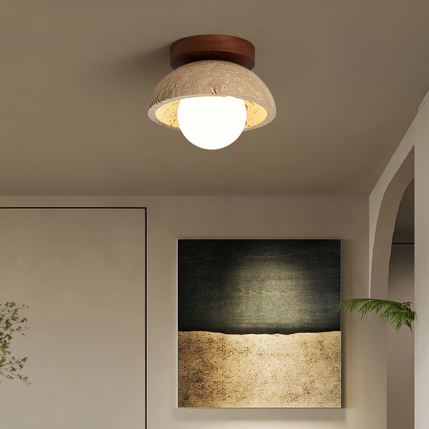 Ritta minimalistische travertijn plafondlamp | Fioriscas
