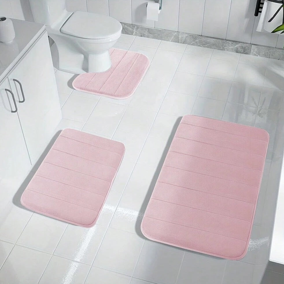 3-Piece Non-Slip Bath Set, Memory Foam Mats with Grip Backing