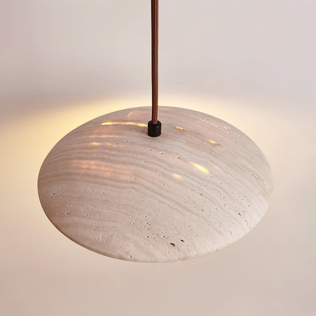 Lampada a sospensione in travertino a tesa larga Zodore | Fioriscas