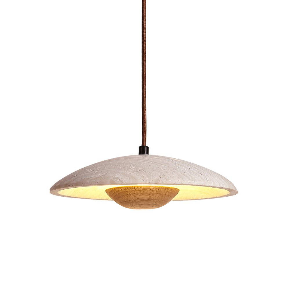 Lampada a sospensione in travertino a tesa larga Zodore | Fioriscas