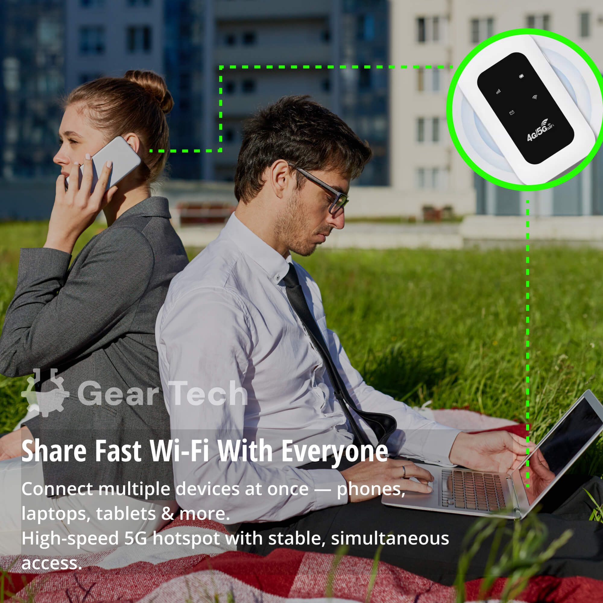 Draagbare RoamWave 5G-hotspotrouter voor reizen, kamperen en internet als back-up