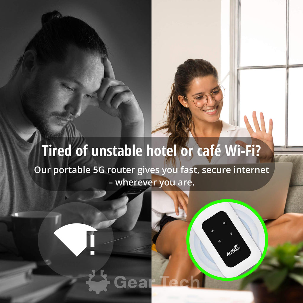Draagbare RoamWave 5G-hotspotrouter voor reizen, kamperen en internet als back-up