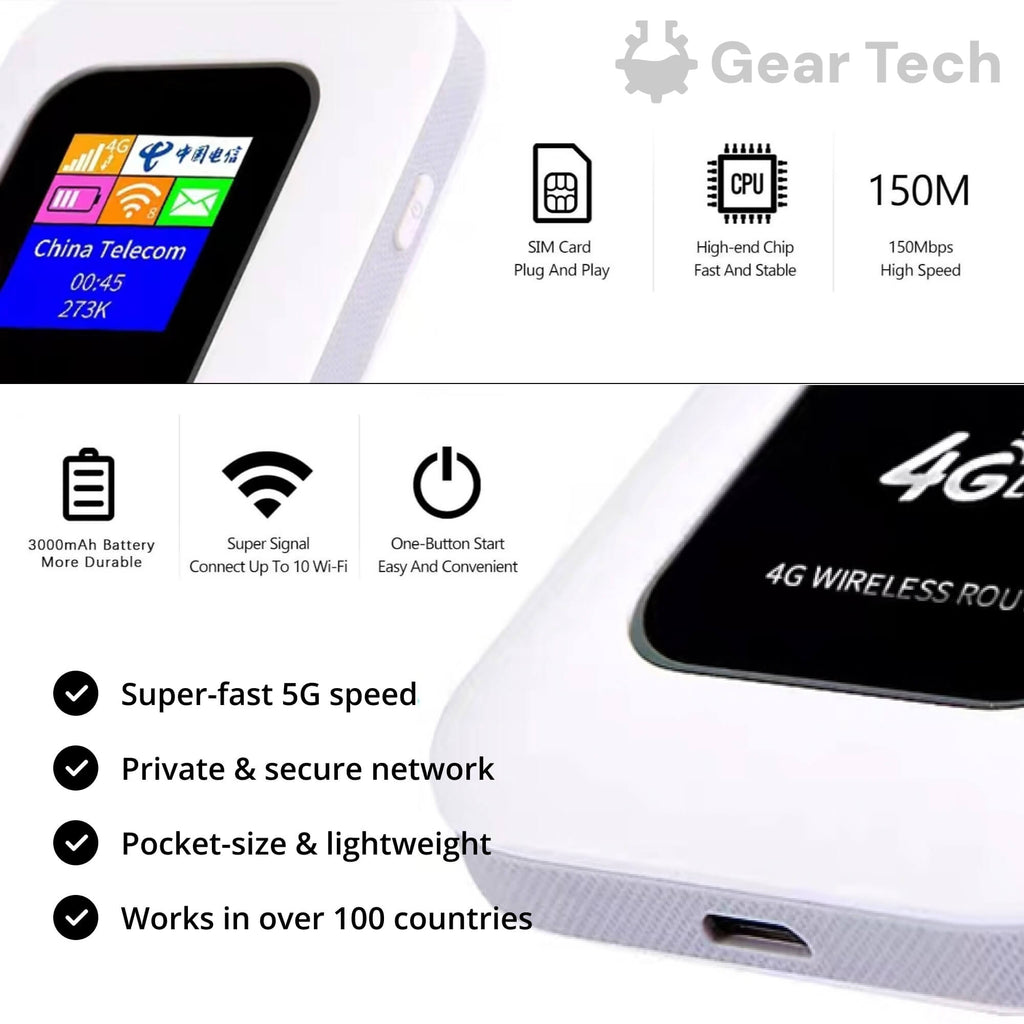 Draagbare RoamWave 5G-hotspotrouter voor reizen, kamperen en internet als back-up