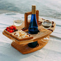 Luminis Portable Wooden Picnic Wine Table, Folding Design