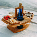 Luminis Portable Wooden Picnic Wine Table, Folding Design