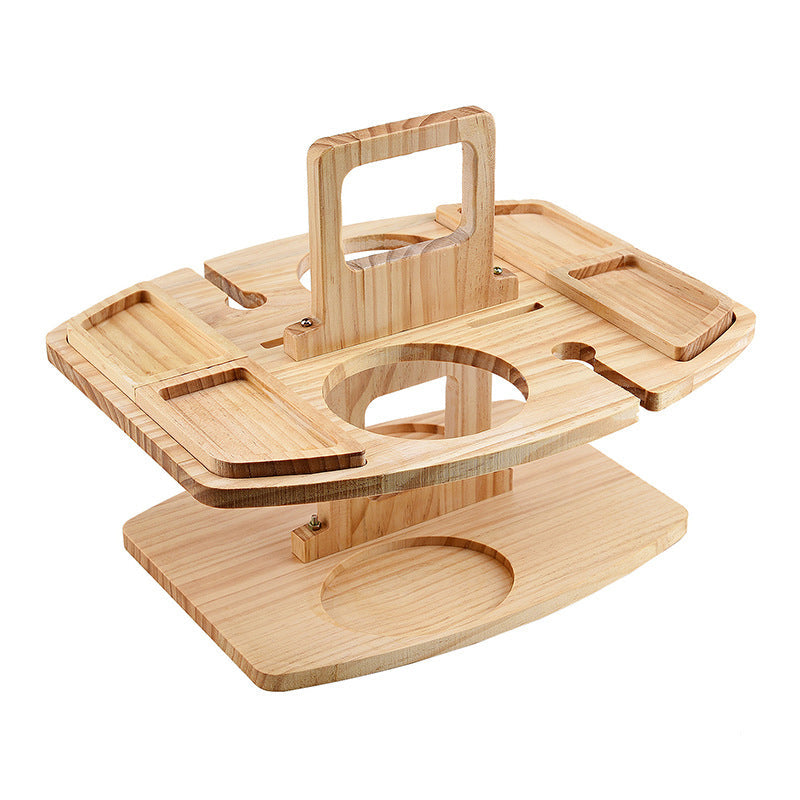 Luminis Portable Wooden Picnic Wine Table, Folding Design