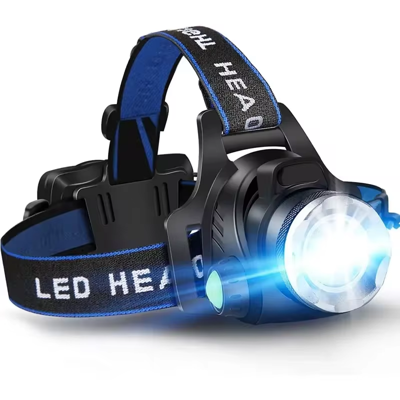 مصباح الرأس LED ‏EverBeam بقوة 2000 لومن، بتركيز قابل للتكبير، وقابل لإعادة الشحن عبر USB