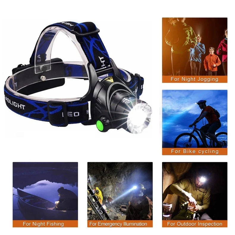 مصباح الرأس LED ‏EverBeam بقوة 2000 لومن، بتركيز قابل للتكبير، وقابل لإعادة الشحن عبر USB