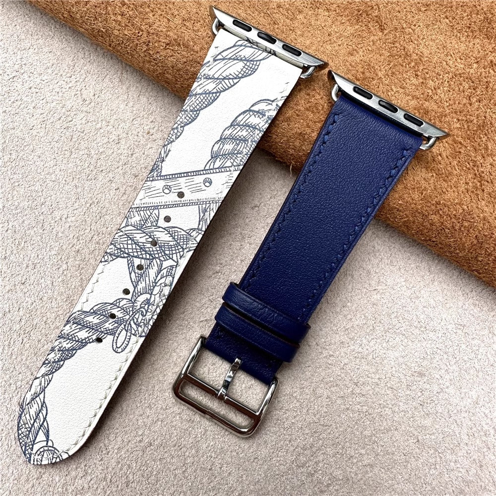 Bracelet Apple Watch en cuir véritable Marvelle, bande cousue main, 38-49 mm