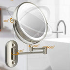 Lunicca LED Magnifying Wall Mirror, Rechargeable, Chrome Finish