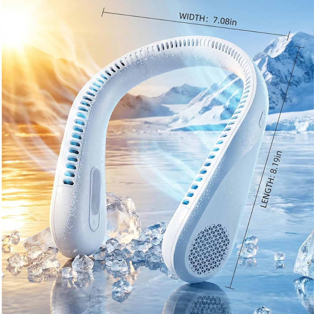ComfortBreeze Neck Fan Bladeless Portable Rechargeable 6000mAh 20 Hour Runtime
