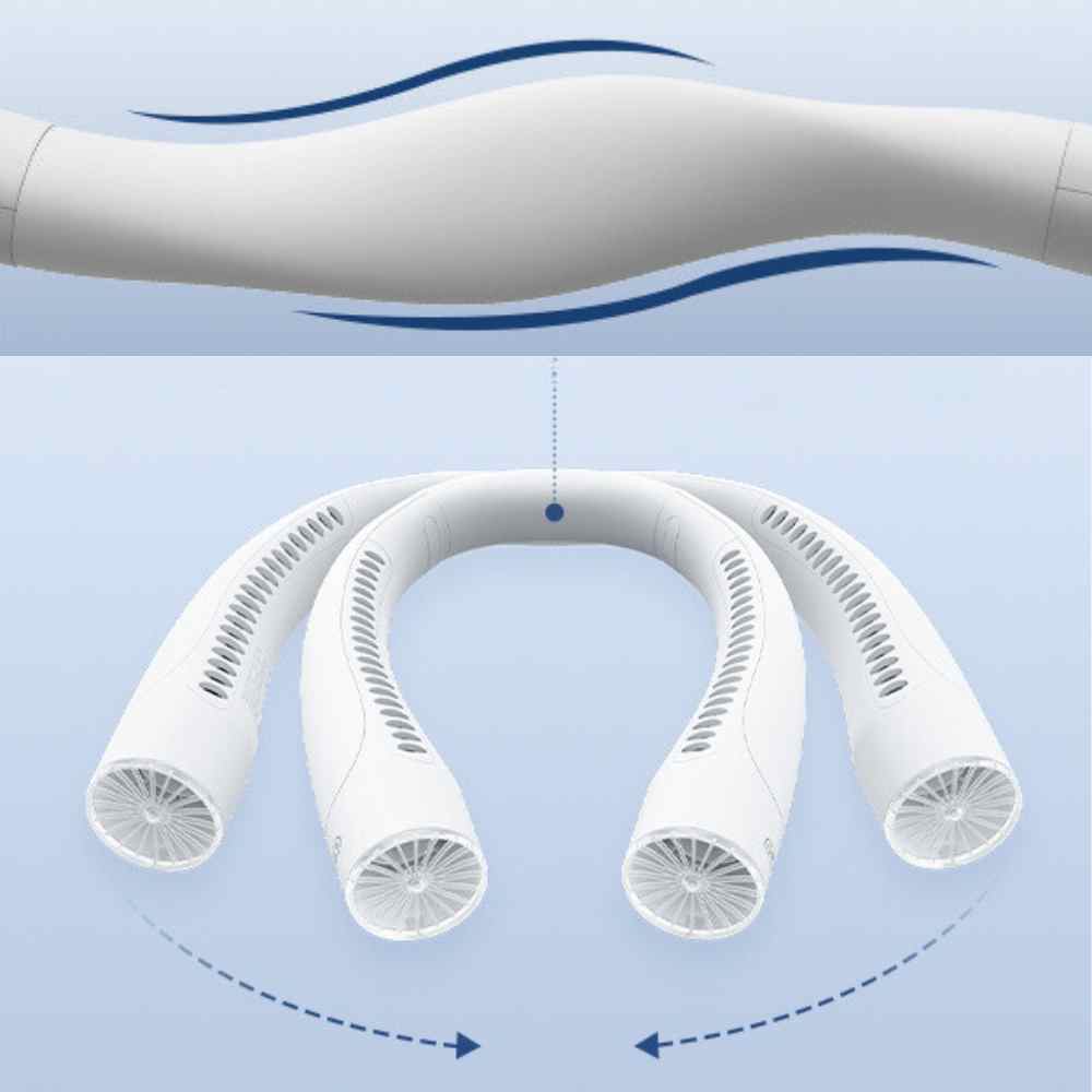 Dreistufiger, flügelloser Nackenventilator mit leisem 4000mAh-Akku | Fioriscas