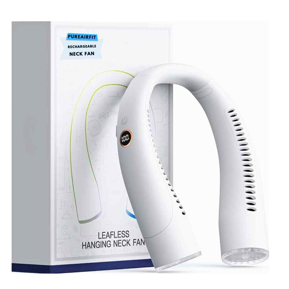 Dreistufiger, flügelloser Nackenventilator mit leisem 4000mAh-Akku | Fioriscas
