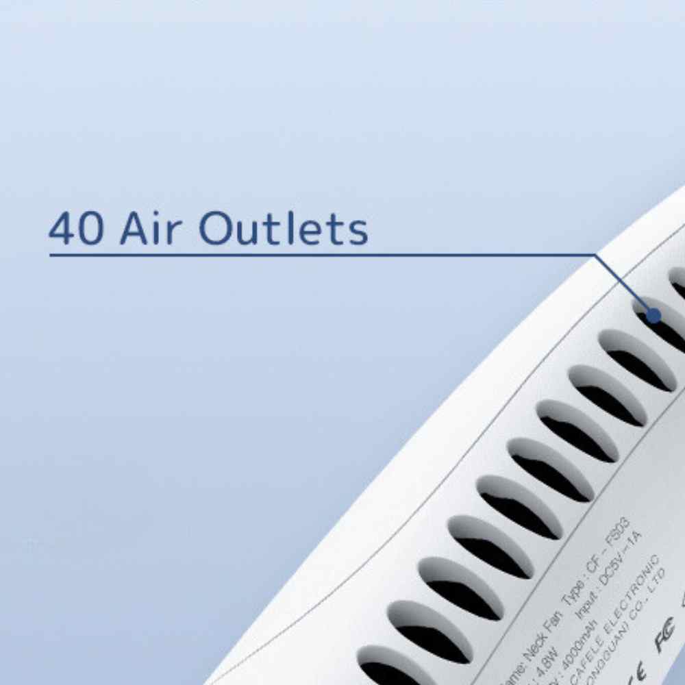 Dreistufiger, flügelloser Nackenventilator mit leisem 4000mAh-Akku | Fioriscas