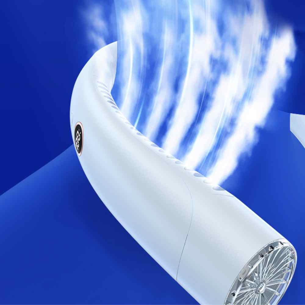 Dreistufiger, flügelloser Nackenventilator mit leisem 4000mAh-Akku | Fioriscas