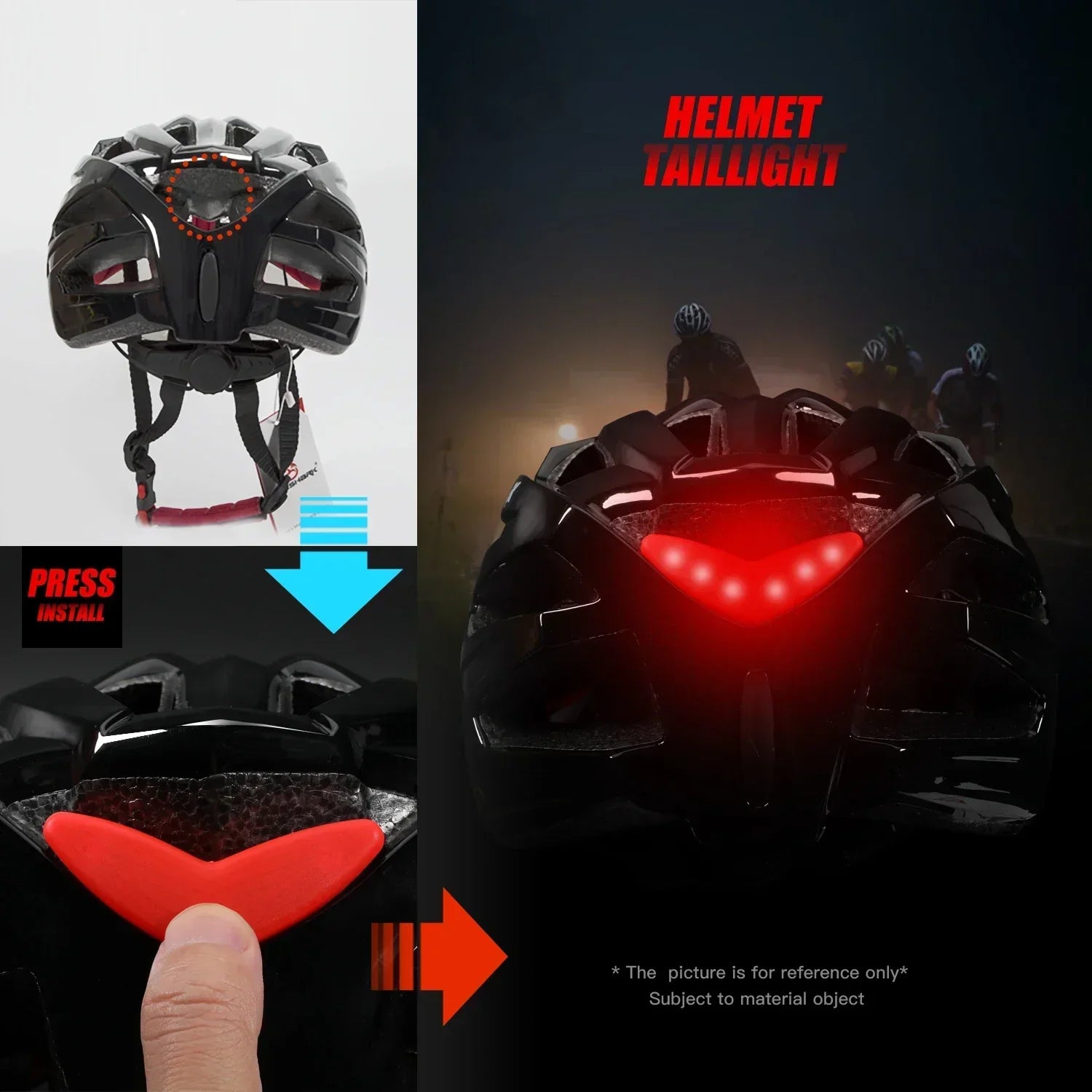 Velora unisexcykelhjelm med bageste LED-lys, passer til hovedomkreds på 58-64 cm