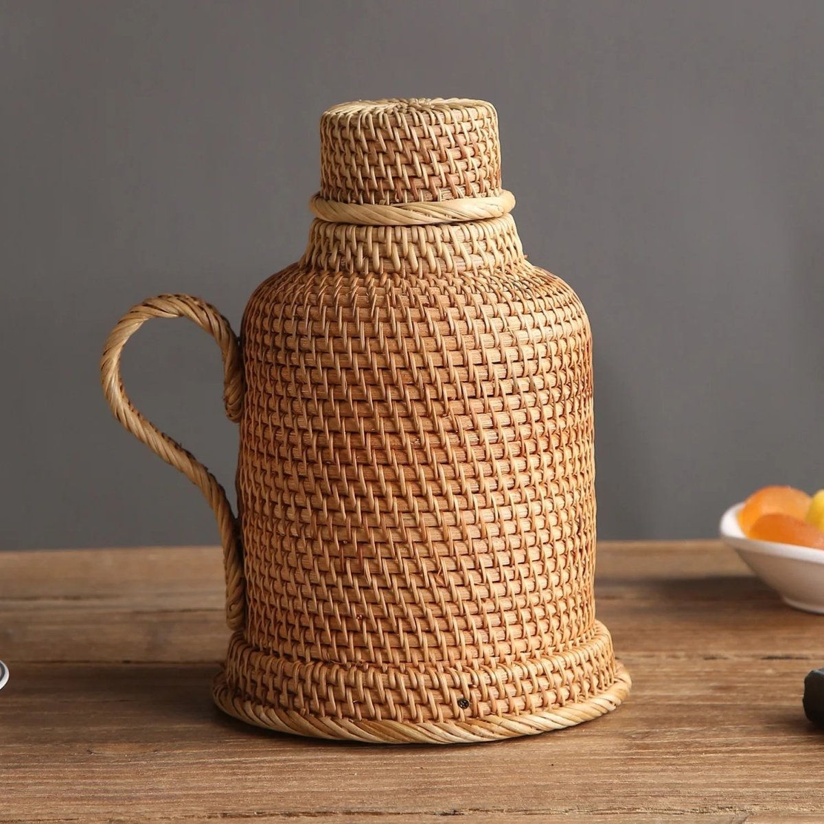 1L insulating rattan thermos jug for hot & cold drinks - Fioriscas