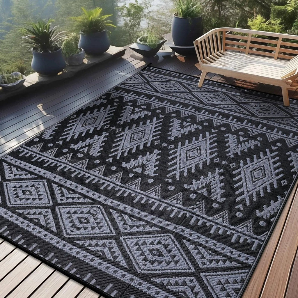 Esteira reversível de palha artificial, duradoura e impermeável, para terraços e piqueniques - Fioriscas