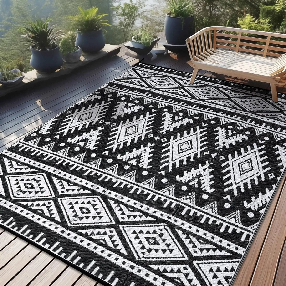 Esteira reversível de palha artificial, duradoura e impermeável, para terraços e piqueniques - Fioriscas