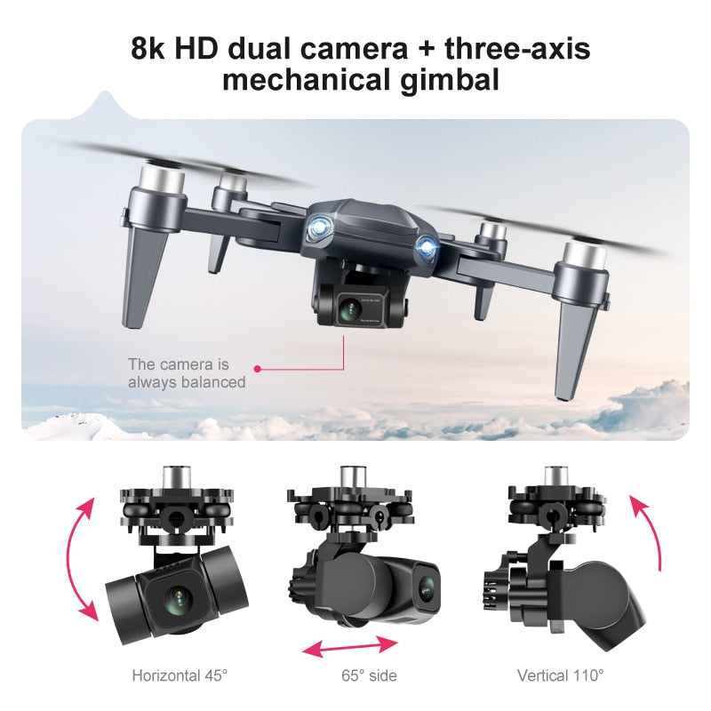 8K-kaksikamerallinen nelikopteridrone, AstraSky Pro GPS-paikannuksella