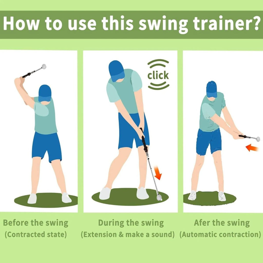 Retractable Golf Swing Trainer with Click Feedback - Fioriscas