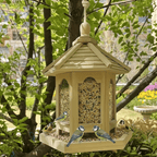 Rustikales, handgefertigtes Vogelhaus aus Holz mit integriertem Wassersystem - Fioriscas