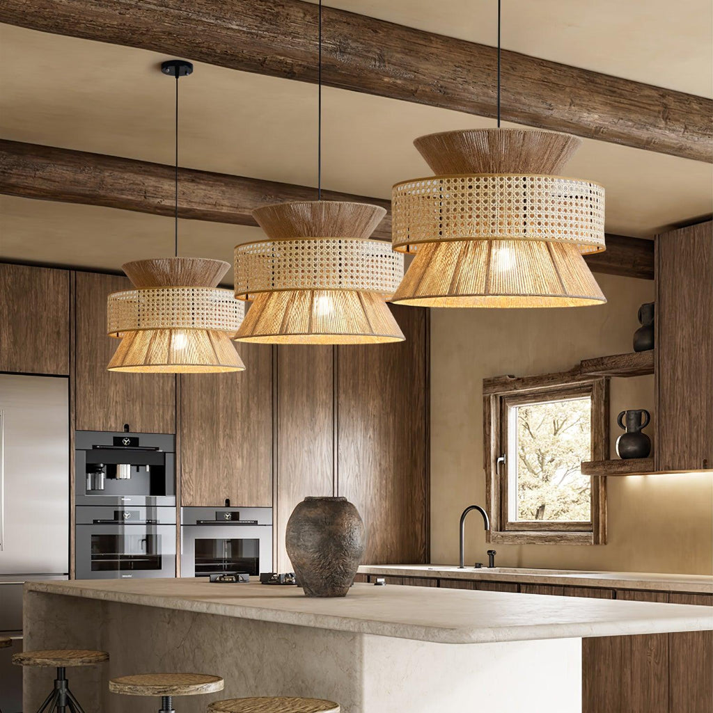 Lampada a sospensione in rattan intrecciato Ophelia | Fioriscas