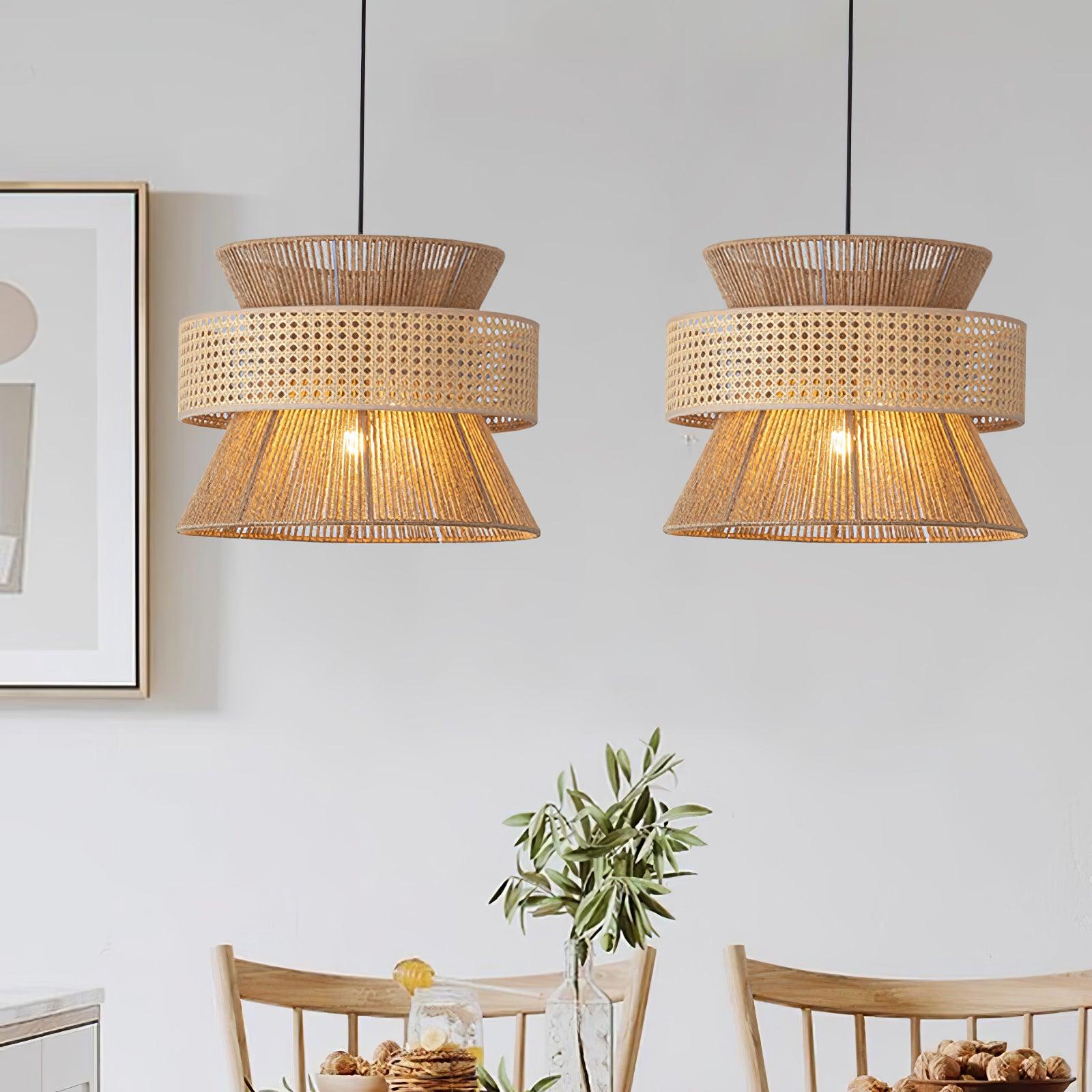 Lampada a sospensione in rattan intrecciato Ophelia | Fioriscas