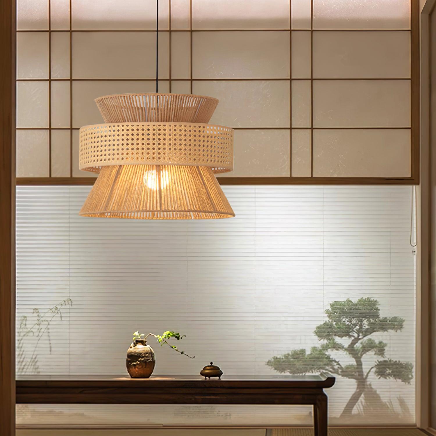 Lampada a sospensione in rattan intrecciato Ophelia | Fioriscas