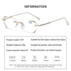Reading Glasses With Blue Light Filter, Aurena Diamond Rimless Design